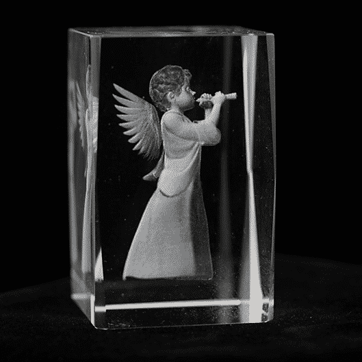 Crystal Laser Angel with Flute Rectangular