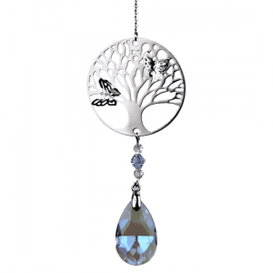 Crystals Straw with Filigree Tree of Life Drop Violet