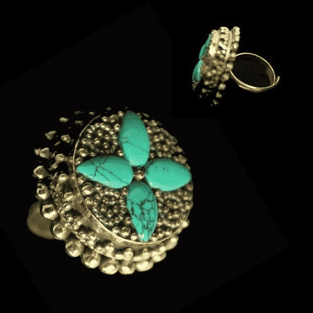 Verstelbare Goudkleurige Metalen Ring Turquoise