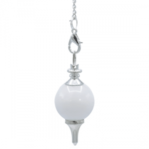 Pendulum Polished White Agate  Metal