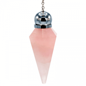 Pendulum Rose Quartz Facet Ground Point with Ornamental Bead