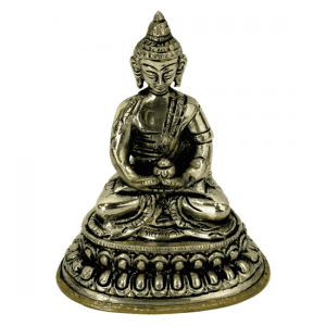 Little statue Buddha Amithaba - 10 cm (White Metal)