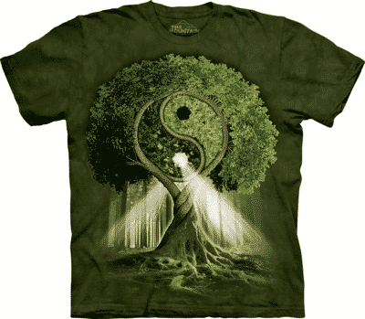 T Shirt Mountain Artwear Yin Yang Tree Green S