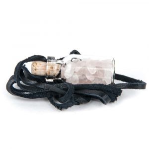 Gift Bottle on Wax Cord with Rose Quartz