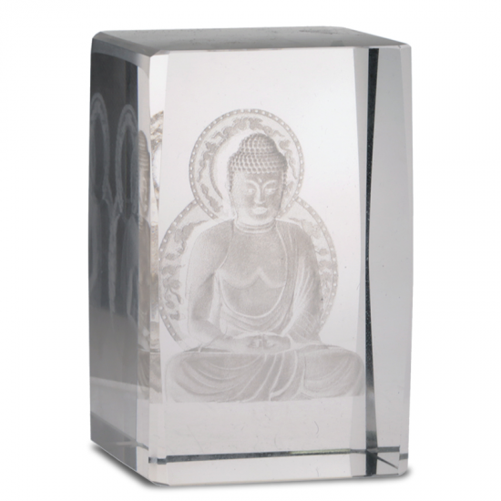 Crystal Laser Buddha on Lotus Throne Rectangular