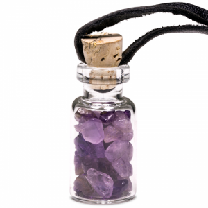 Gift bottle on Wax cord with Amethyst