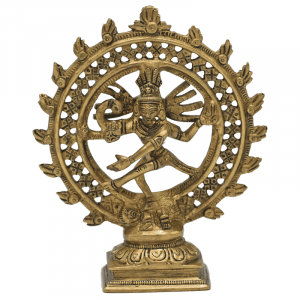 Shiva Nataraja Brass Double Ring Gold-coloured - 15 cm