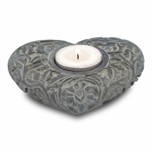 Candle and Incense holder Heart-shaped soapstone Natural