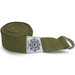 Cotton Yoga Belt Olive green with D-Ring - 248 cm