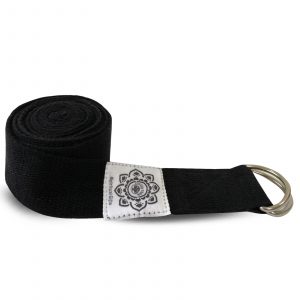 Cotton Yoga Belt Black with D-Ring - 270 cm