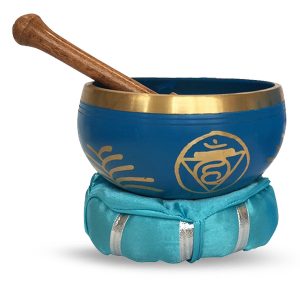 Singing bowl with Beater and Cushion -  Throat Chakra (12 cm)
