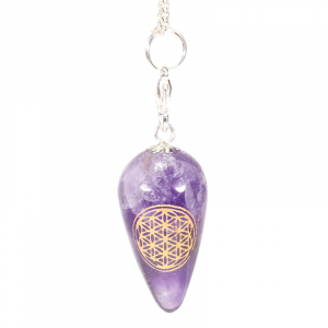 Pendulum Amethyst Drop-shaped with Flower of Life
