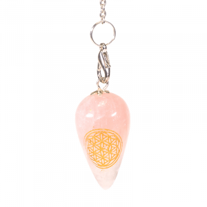 Pendulum Rose Quartz Drop-shaped with Flower of Life