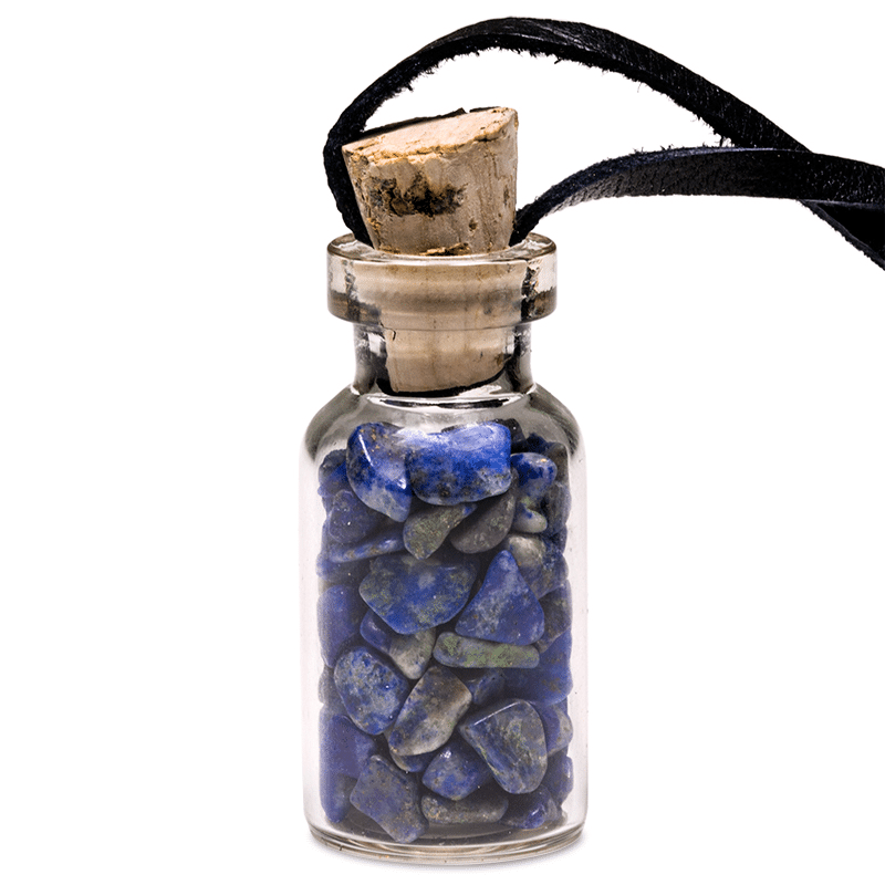 Gift bottle on Wax cord with Lapis Lazuli