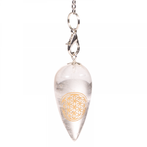 Pendulum Mountain Crystal Drop-shaped with Flower of Life