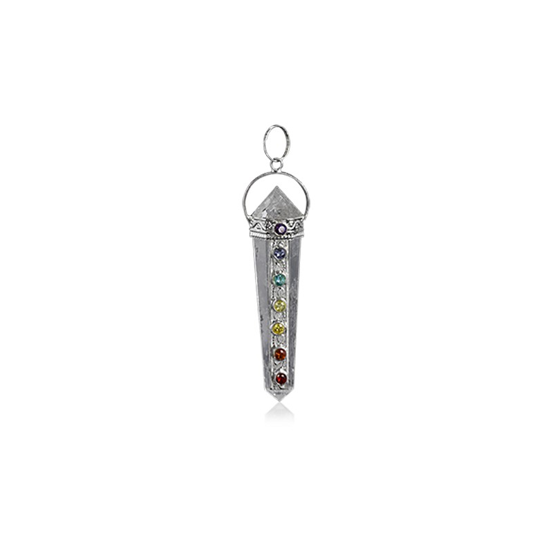 Pendant Chakra Silver plated on Crystal