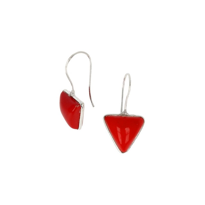 Earrings Coral - Look Long Triangle Silver plated