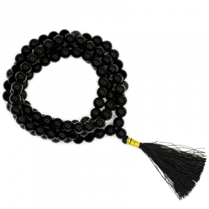 Mala Black Tourmaline AA Quality 108 beads plus Brocade bag