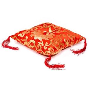Singing Bowl Cushion Red with Flower Design (18 cm)