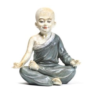 Yoga Monk Statue Ohm Grey