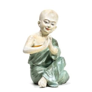 Yoga Monk Statue Namaste Green