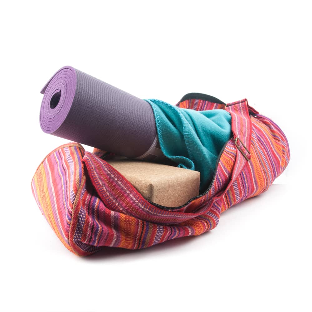 Yoga Mat Bag Cotton Pink Striped
