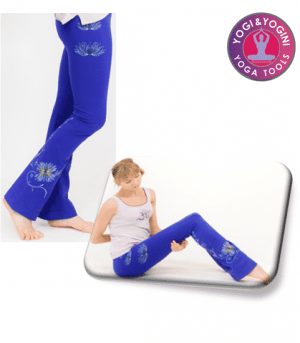 Yoga Handpainted Lotus Pants Cotton Blue-Purple L