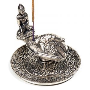 Silver-coloured Incense Burner Offering Hands with Buddha