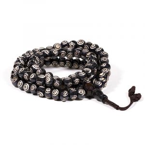 Mala Bone Black and White 108 Beads with Guru Bead