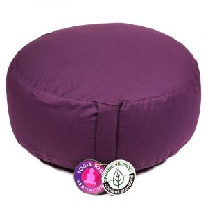 Yogi & Yogini Meditation Cushion Round Cotton Dark Purple - 33 x 17 cm