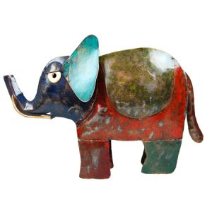 Metal Elephant Safari - Antique Multi-Color (30 x 20 cm)