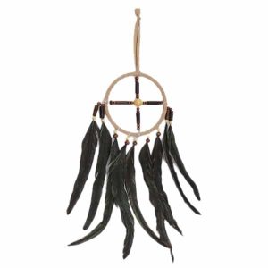 Mobile Hanging Tan Suede and Black Feathers