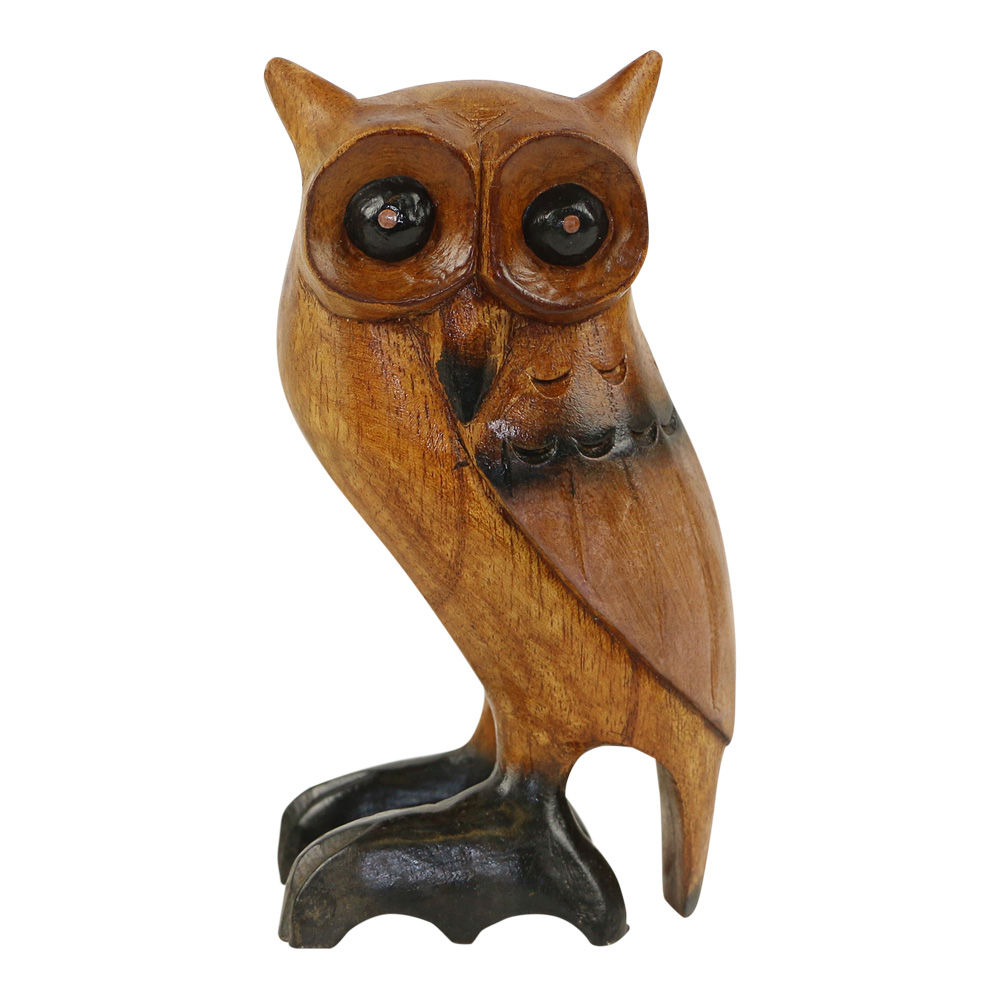 Wooden Owl Natural 15 cm