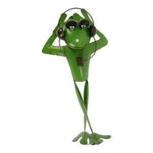 Metal Frog with Headphones