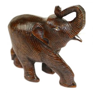 Elephant Wood Saluting Brown (12 x 10 x 4 cm)