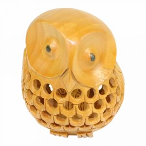 Round Wooden Owl Natural