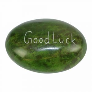 Lucky Stone Soapstone "Good Luck" Green