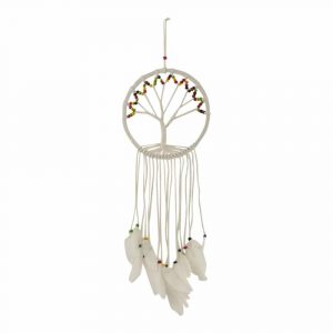 Dreamcatcher Tree of Life White with Colored Beads (70 x 22 x 1 cm)