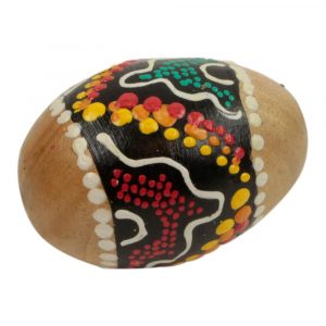 Hand Painted Maracas Egg / Samba Ball Yellow - Brown S