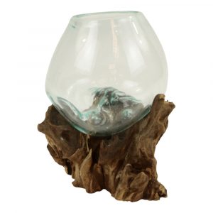 Glass Vase with Driftwood (18 x 17 cm)