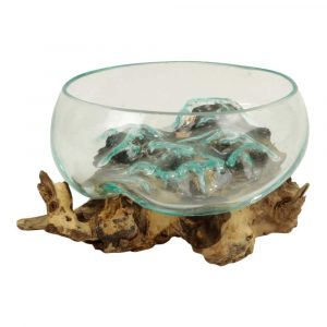 Glass Bowl on Driftwood Model L (23 x 20 x 12 cm)
