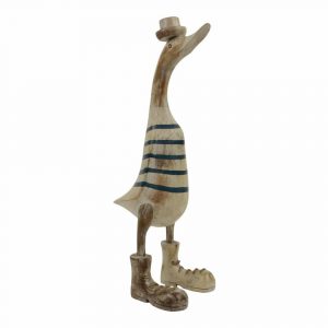 Wooden Duck Striped with White Hat