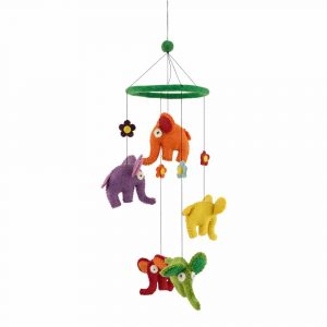 Felt Mobile Baby Room Multicolored Elephants