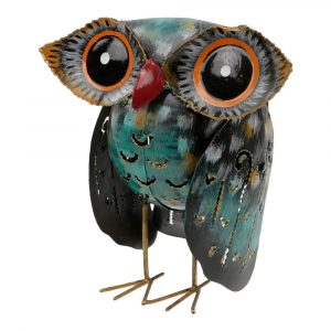 Metal Owl Big Eyes - Black and Grey ( 14 x 14 cm)