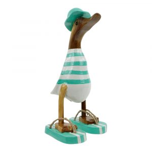 Wooden Duck with Flip Flops Turquoise