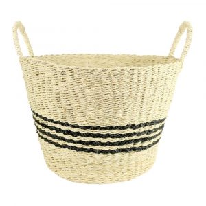 Seagrass Basket Black Stripes with Handles (45 x 32 cm)