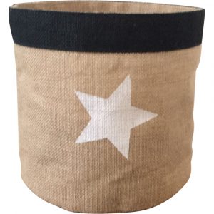 Jute Basket With Star Small (Natural/Black/White)