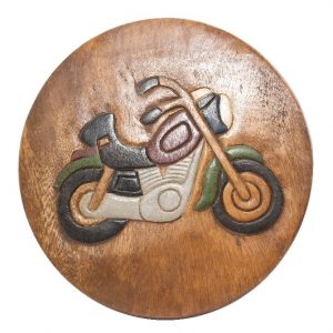Children's Stool with Motorcycle (Acacia Wood)