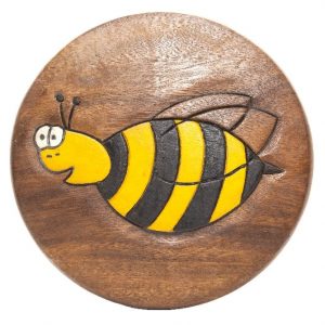 Children's Stool with Bee (Acacia Wood) 27 cm
