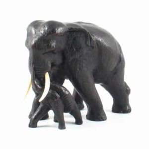 Statue Polystone Elephant with Young (20 cm)